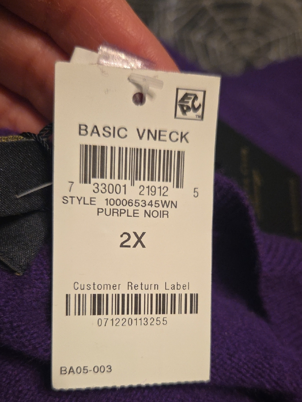 NEW CHARTER CLUB Cashmere V Neck Sweater Purple Womens Size 2X - Picture 5 of 5